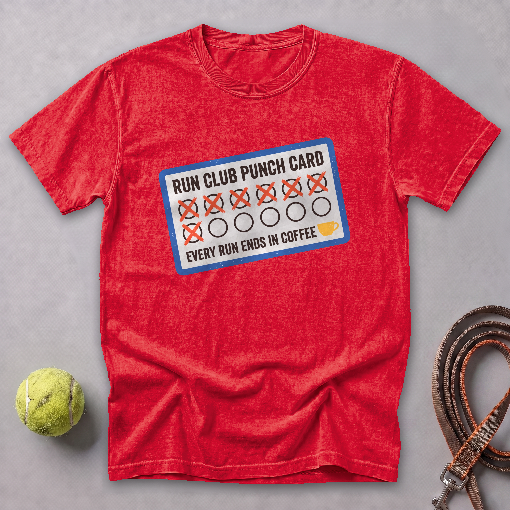 Run Club Punch Card Tee — Red