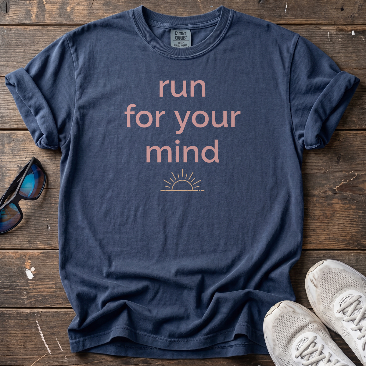 Run for your Mind Sunrise Tee — True Navy