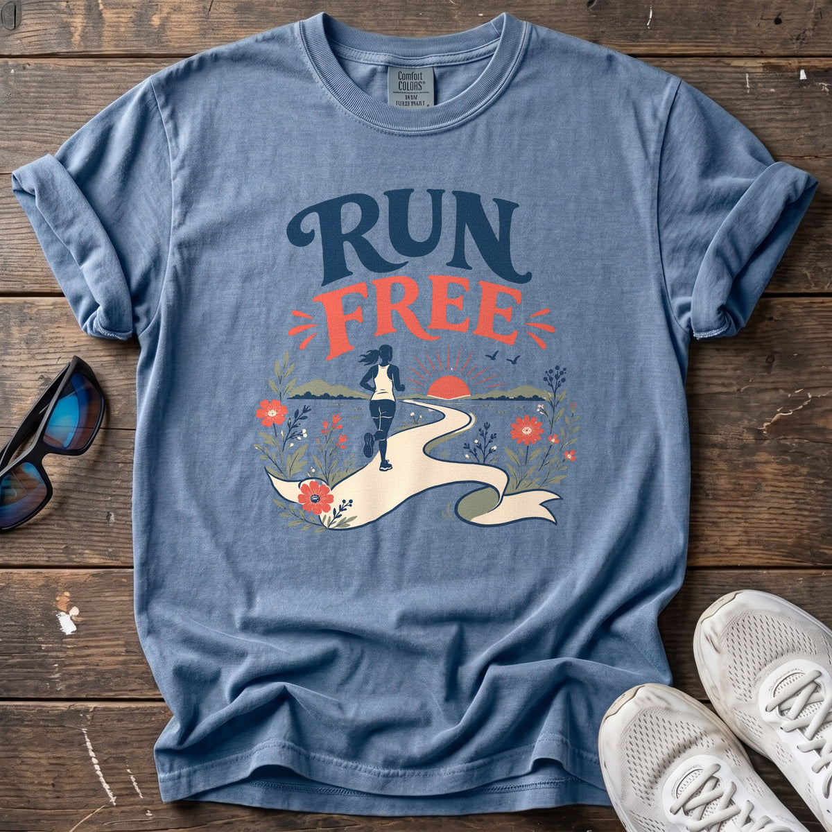 Run Free Tee — Blue Jean