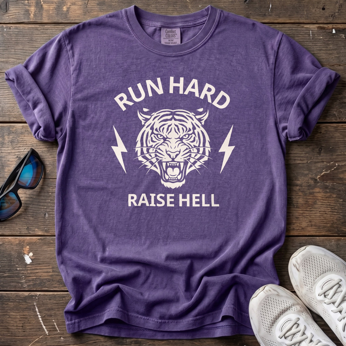 Run Hard Raise Hell Tee — Grape