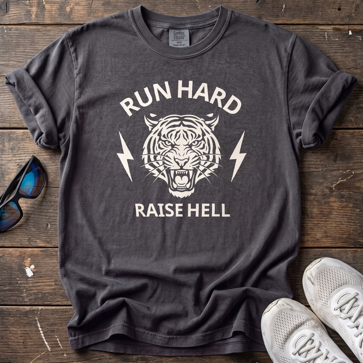 Run Hard Raise Hell Tee — Graphite
