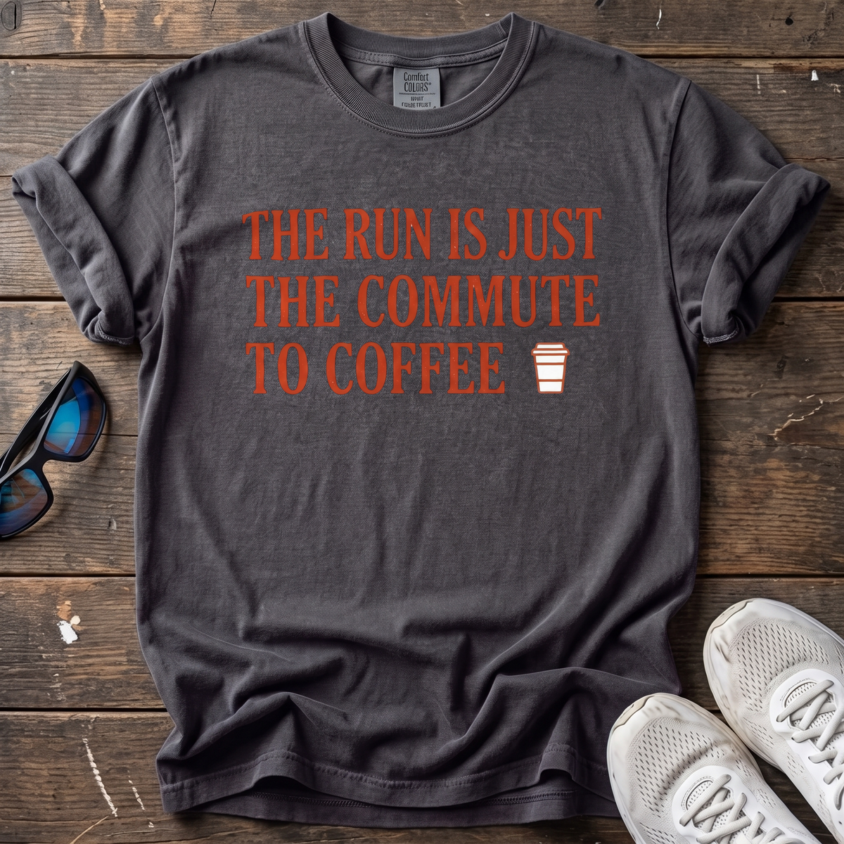 Run is Just a Commute to Coffee Tee — Graphite