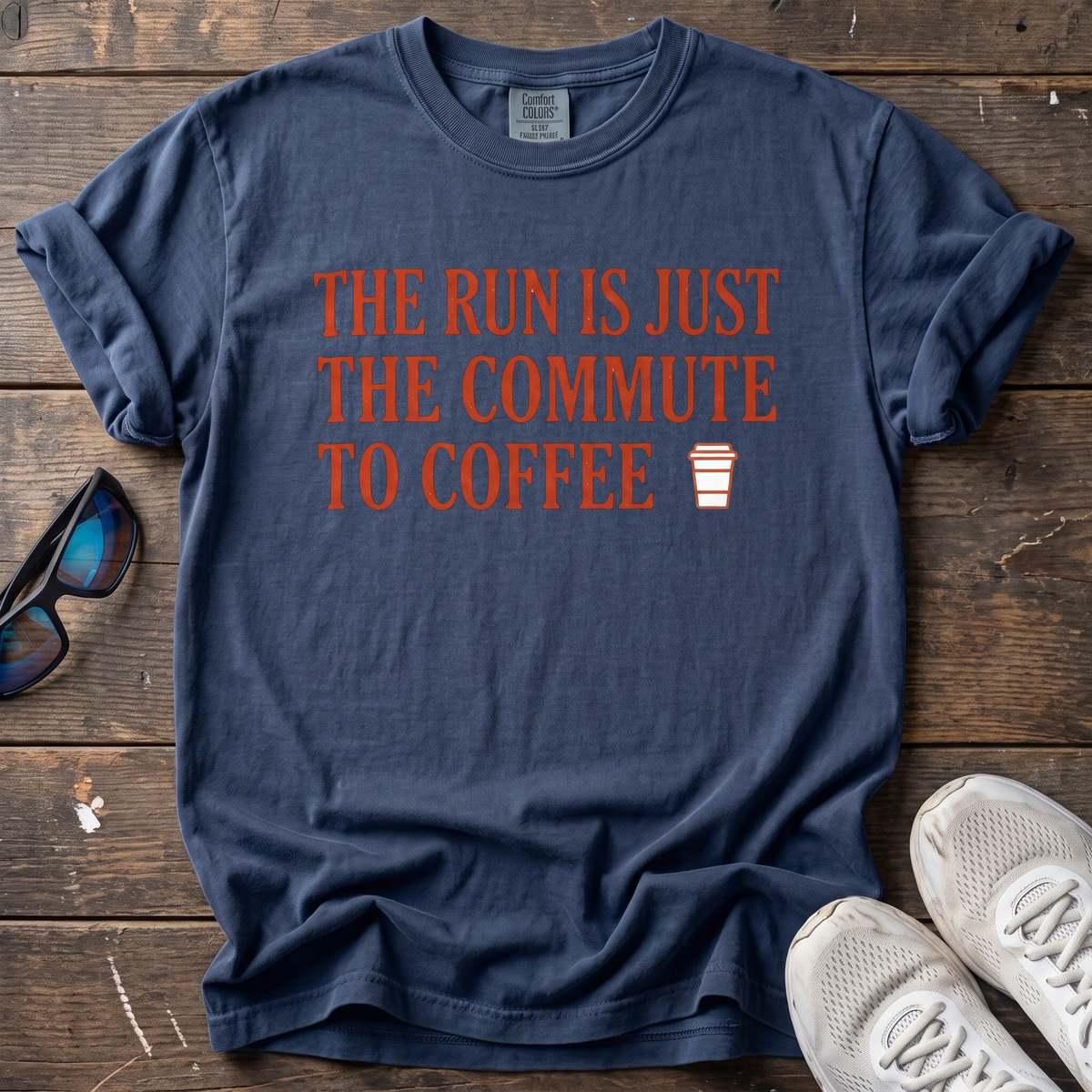 Run is Just a Commute to Coffee Tee — True Navy