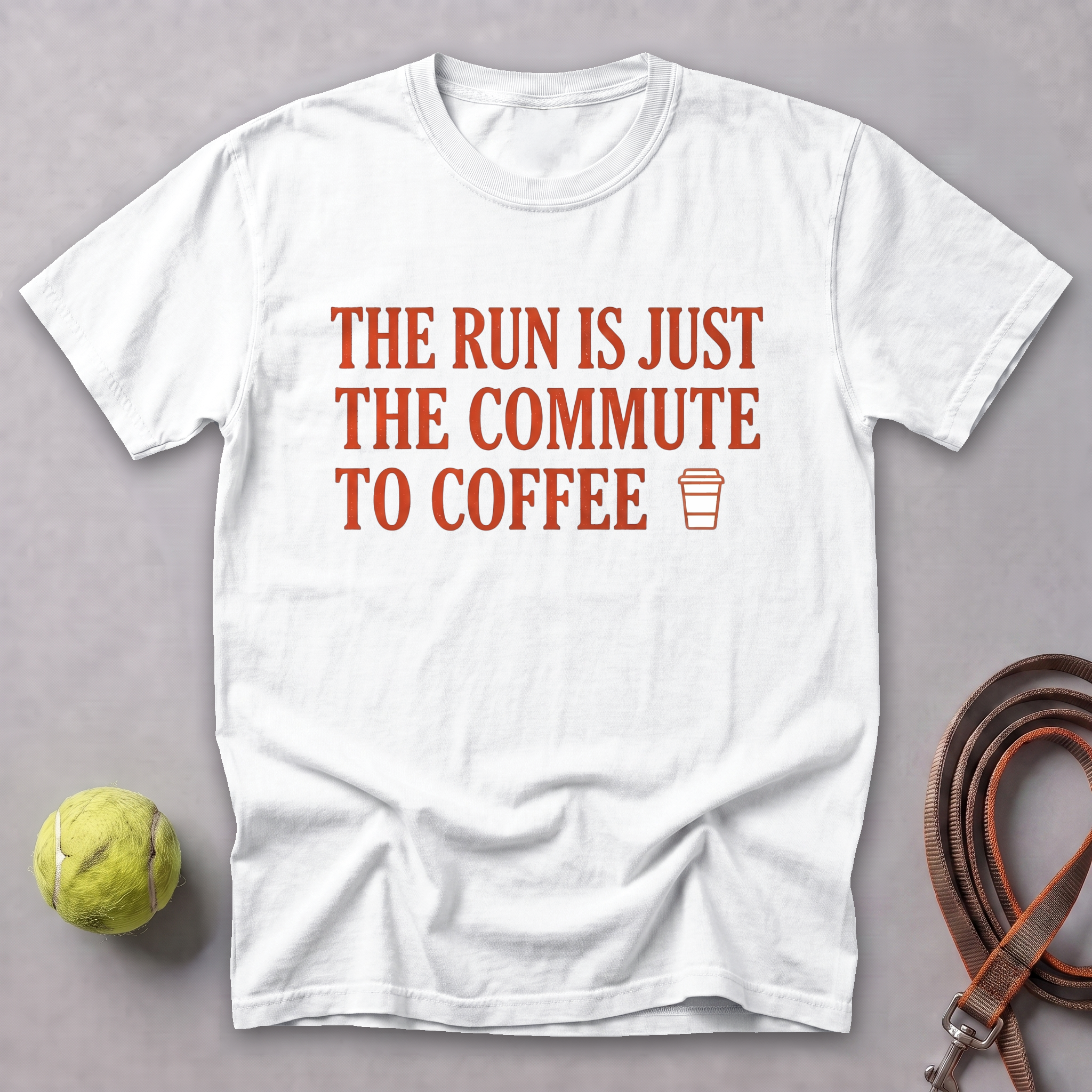 Run is Just a Commute to Coffee Tee — White