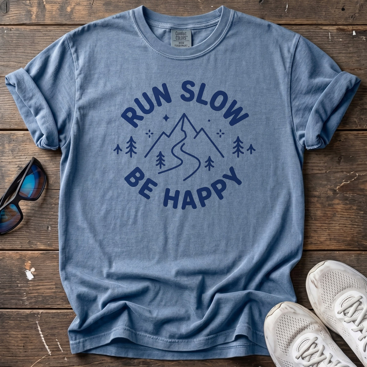 Run Slow Be Happy Tee — Blue Jean