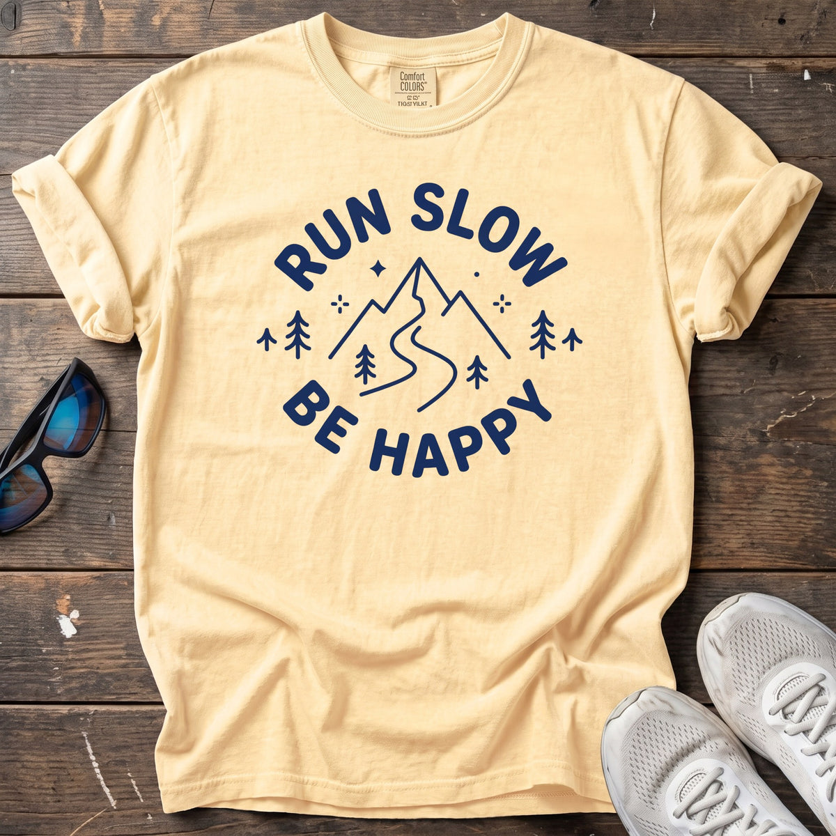Run Slow Be Happy Tee — Butter