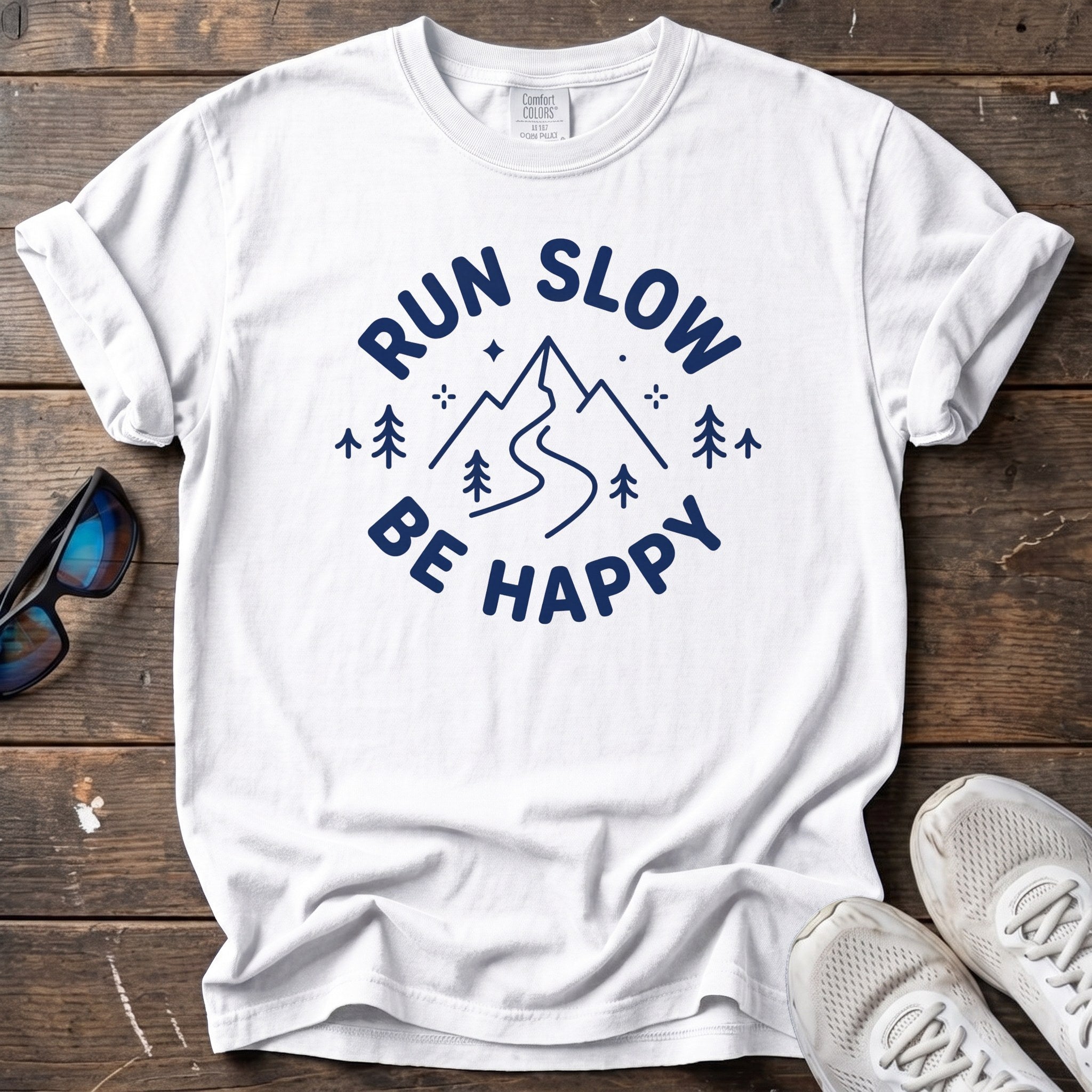 Run Slow Be Happy Tee — White