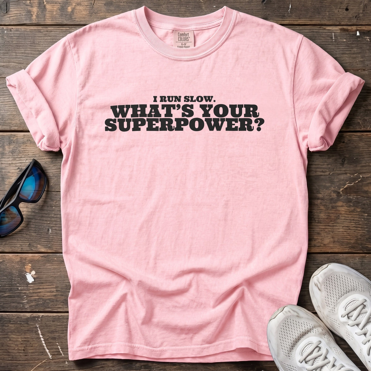 Run Slow Superpower Tee — Blossom
