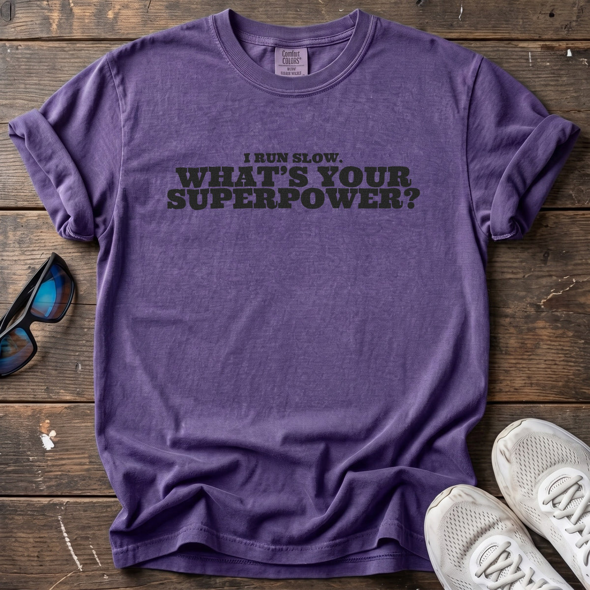 Run Slow Superpower Tee — Grape