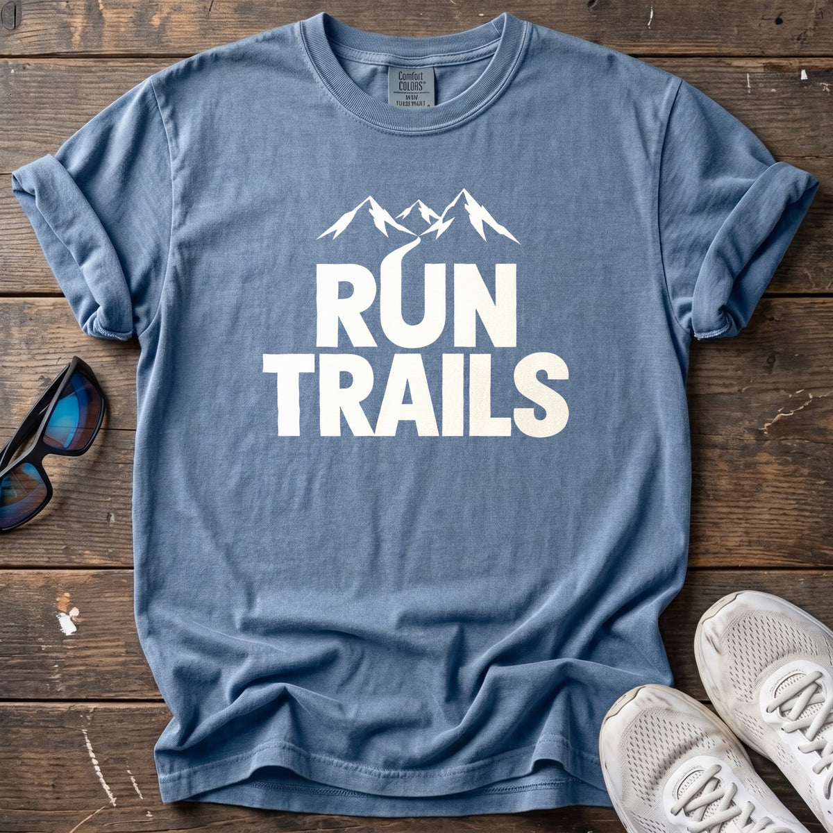 Run Trails Tee — Blue Jean