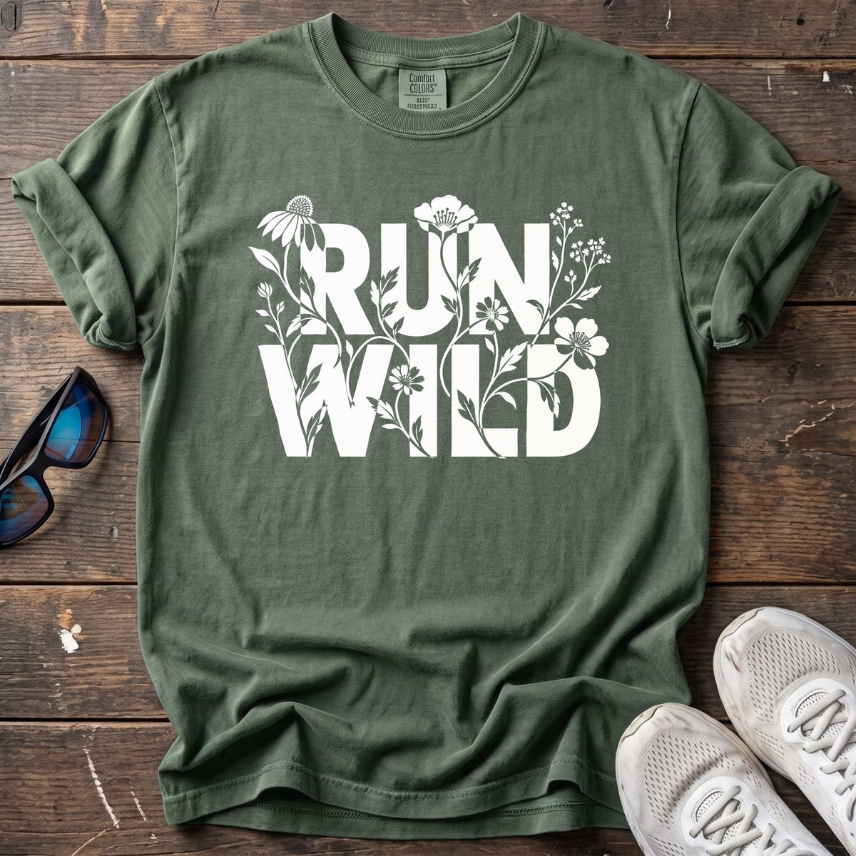 Run Wildflower Tee — Moss