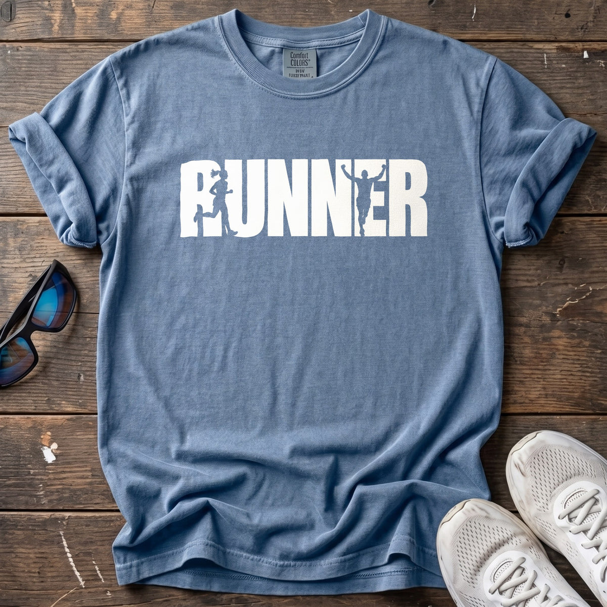 Runner Block Tee — Blue Jean