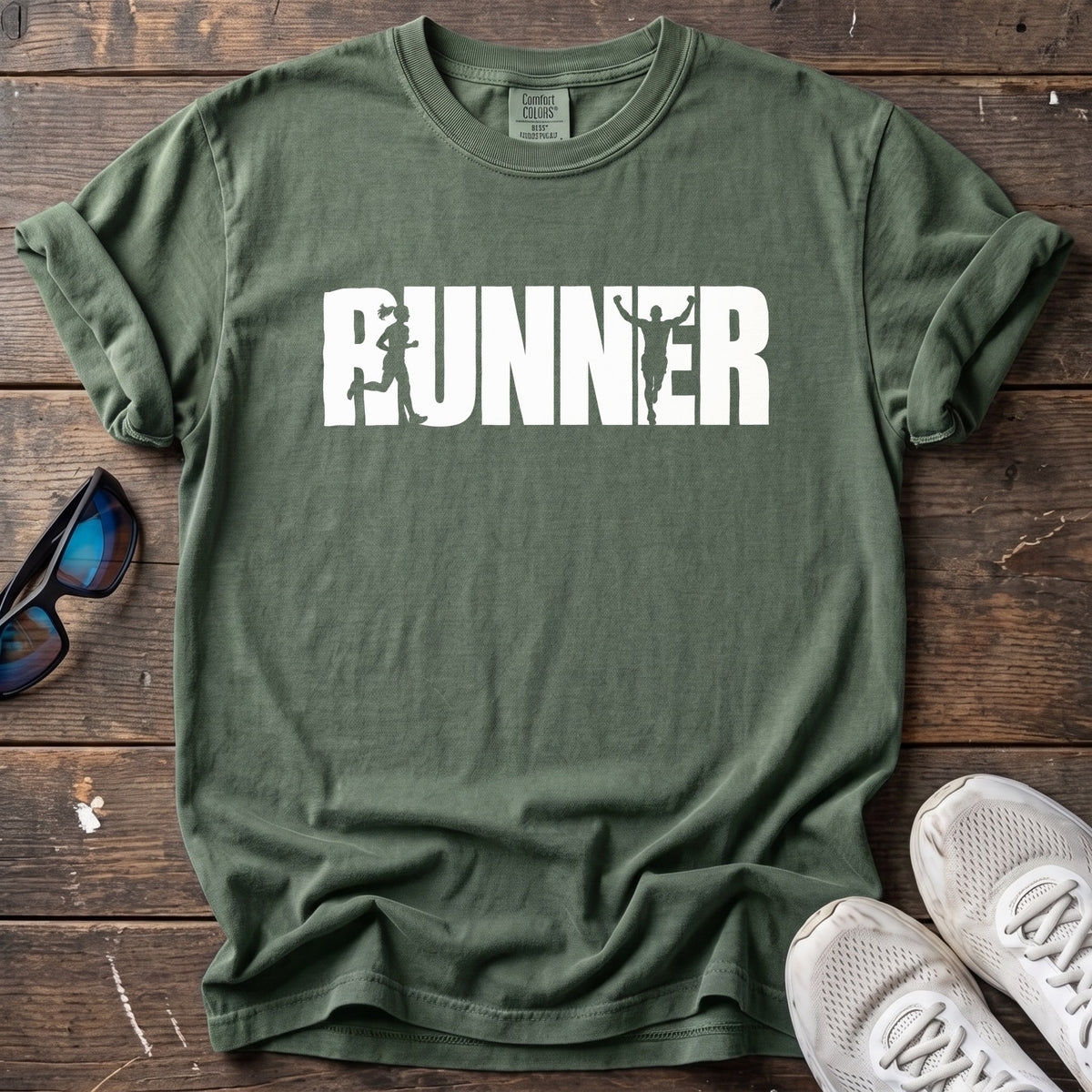 Runner Block Tee — Moss
