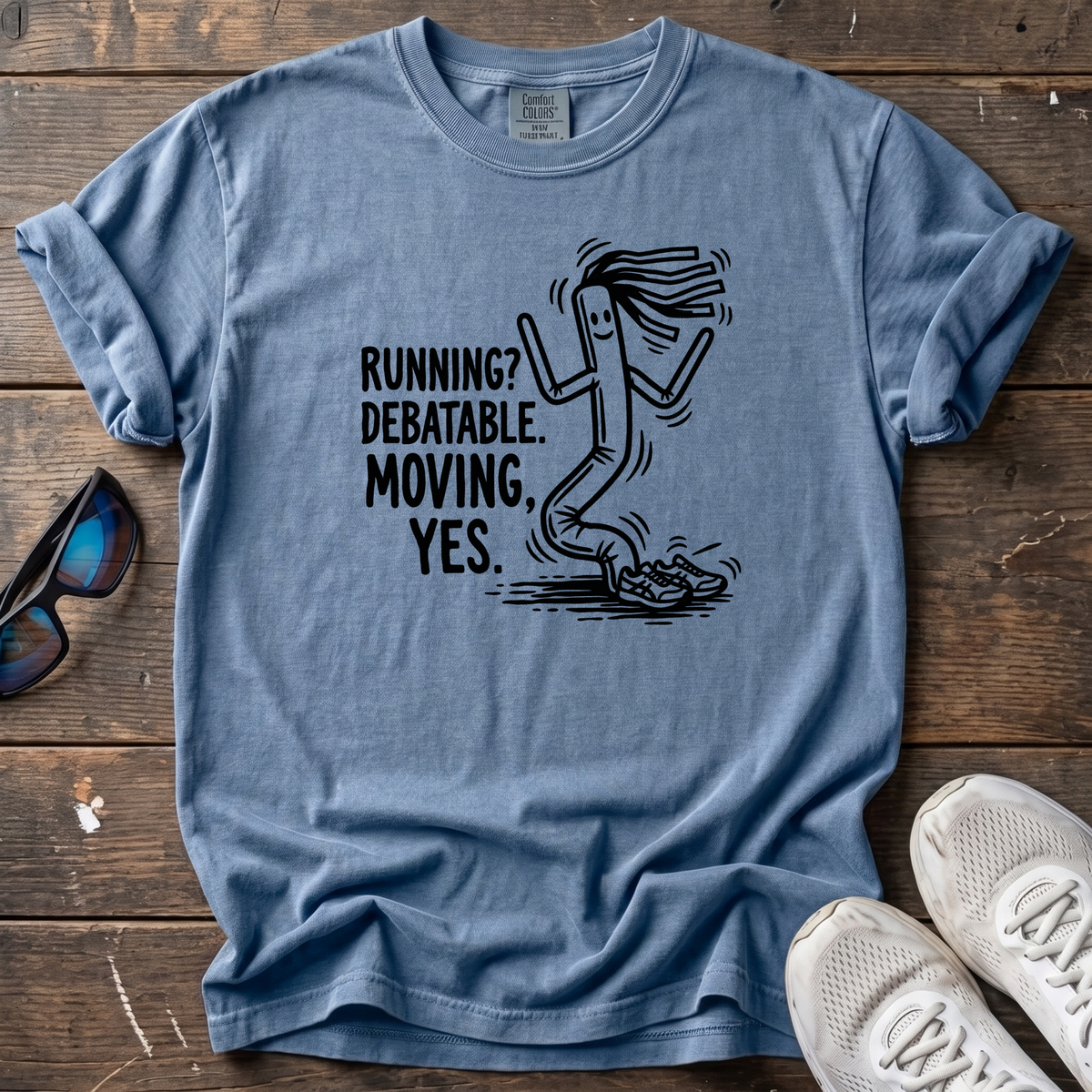 Running Debatable Tube Man Tee — Blue Jean