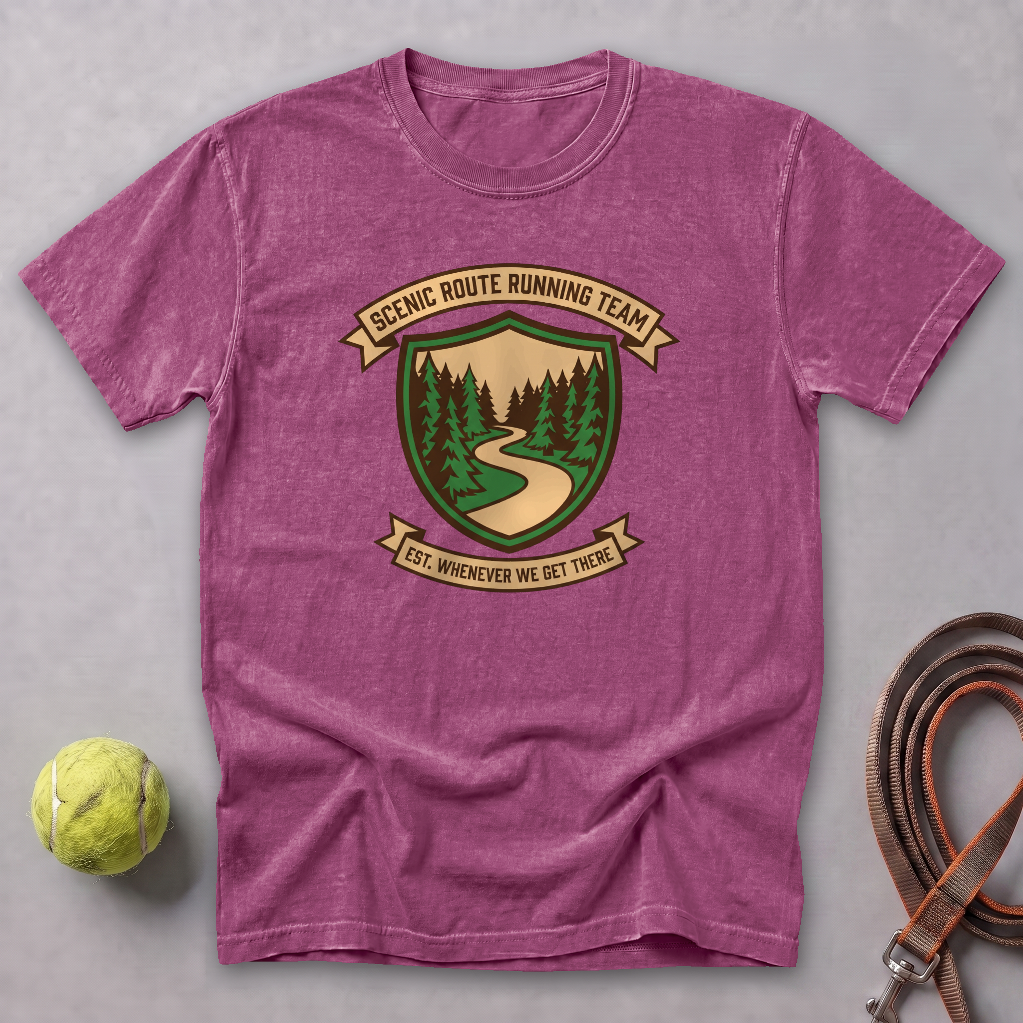 Scenic Route Running Team Tee — Berry