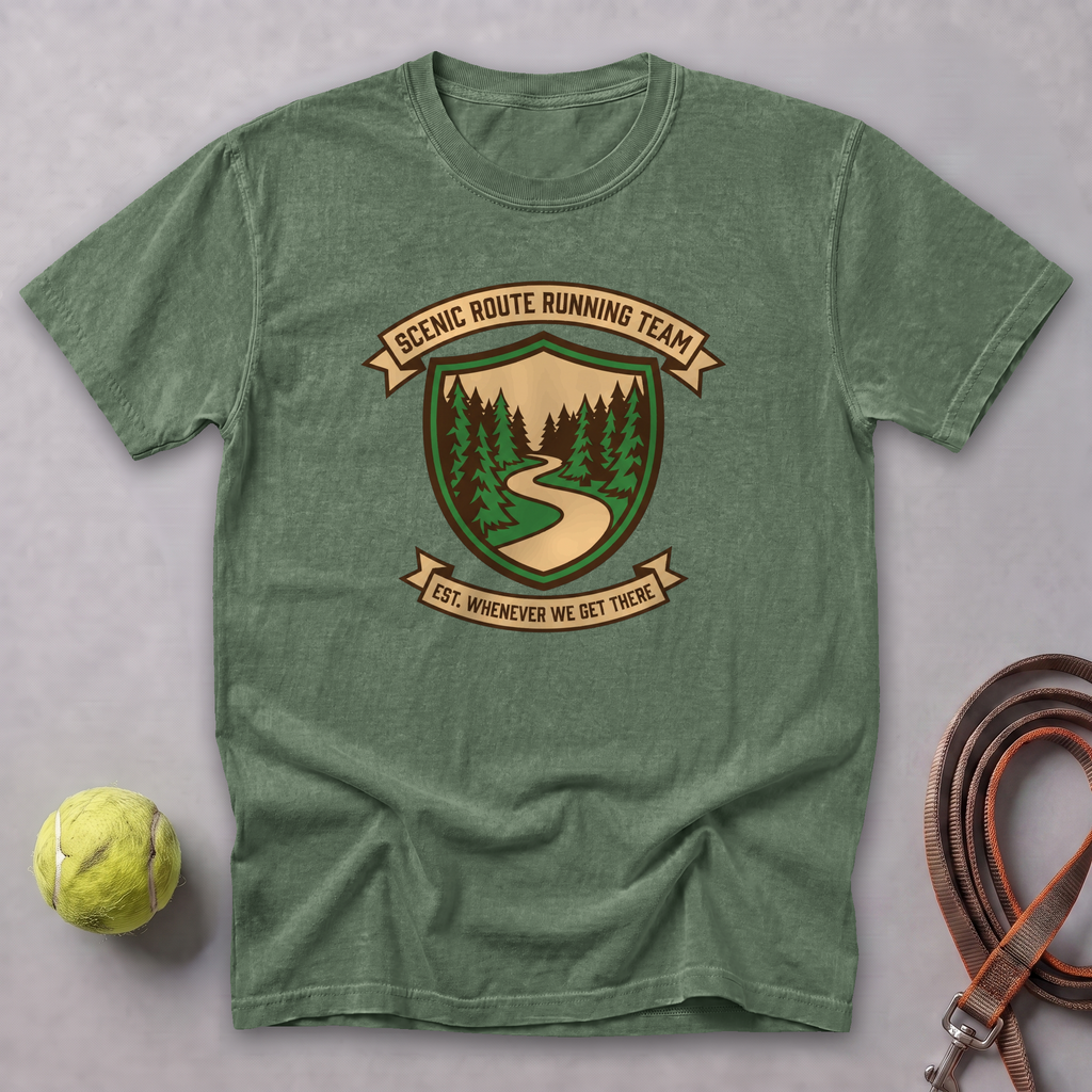 Scenic Route Running Team Tee — Moss