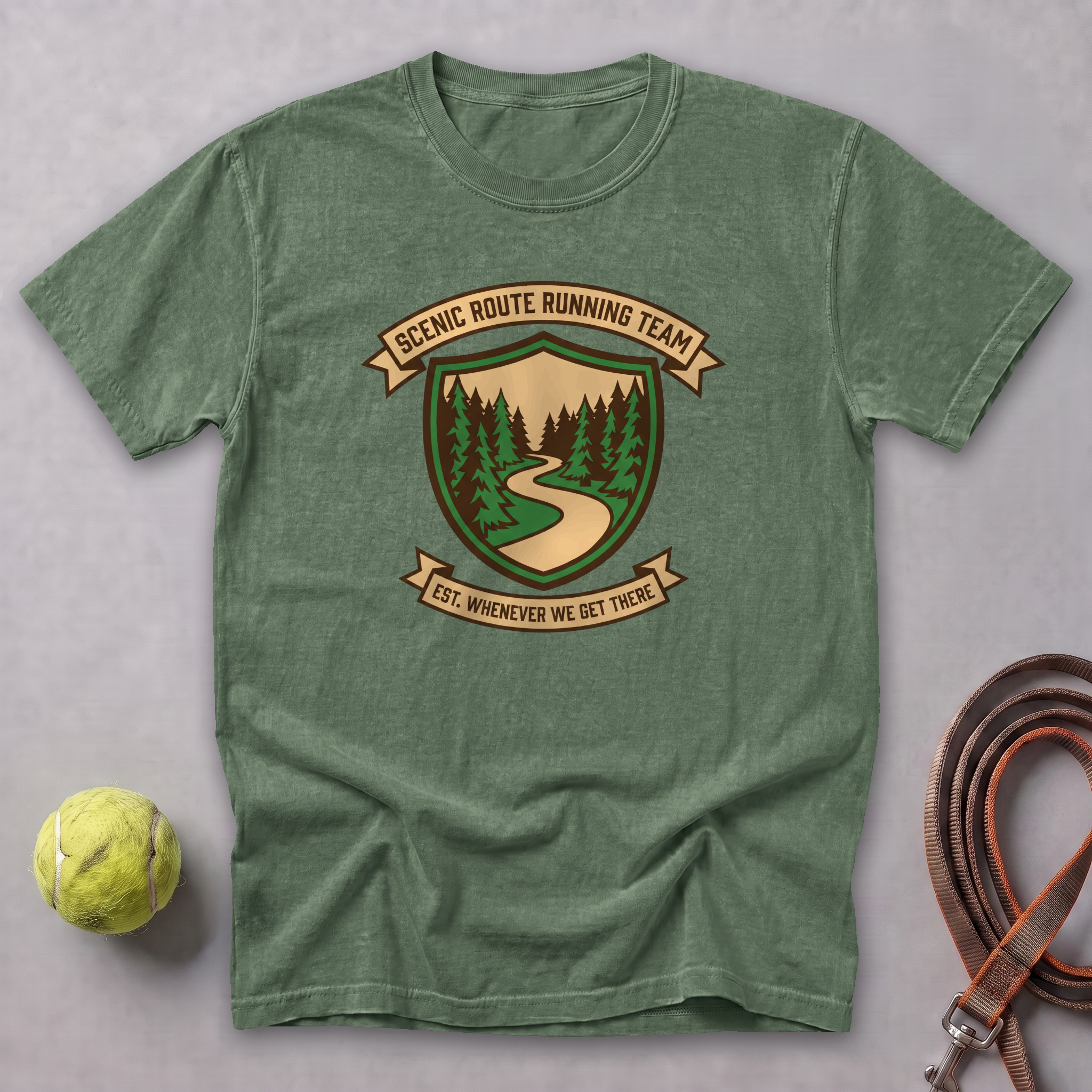 Scenic Route Running Team Tee — Moss