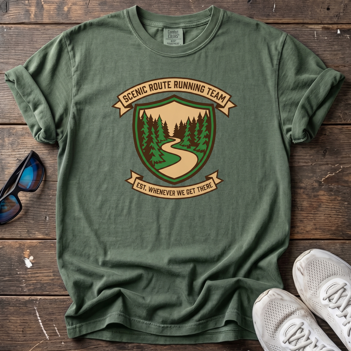 Scenic Route Running Team Tee — Moss