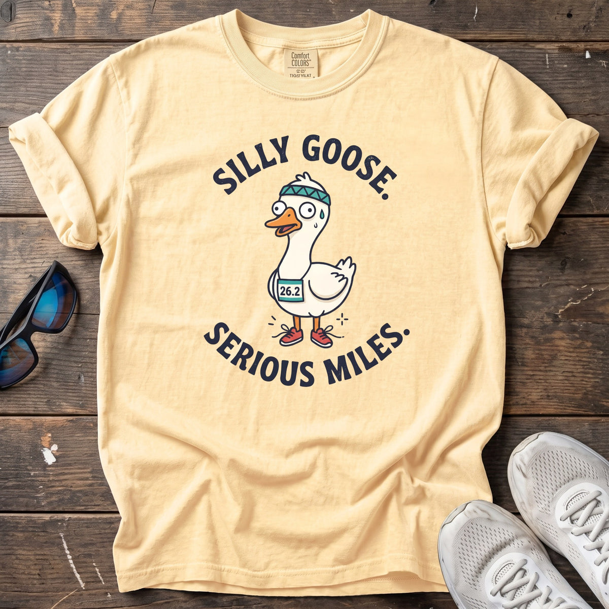 Silly Goose, Serious Miles Tee — Butter