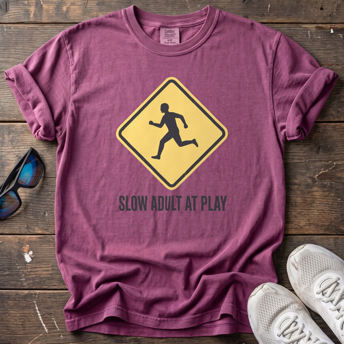Slow Adult at Play Tee — Berry