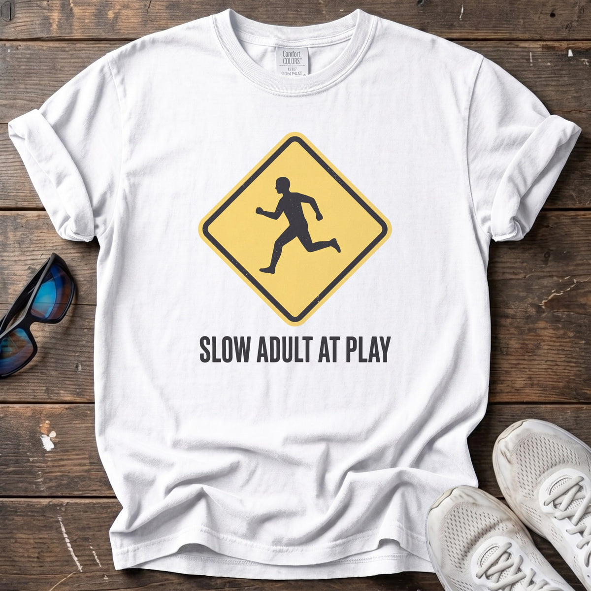 Slow Adult at Play Tee — White