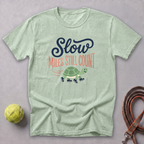 Slow Miles Count Turtle Tee — Bay