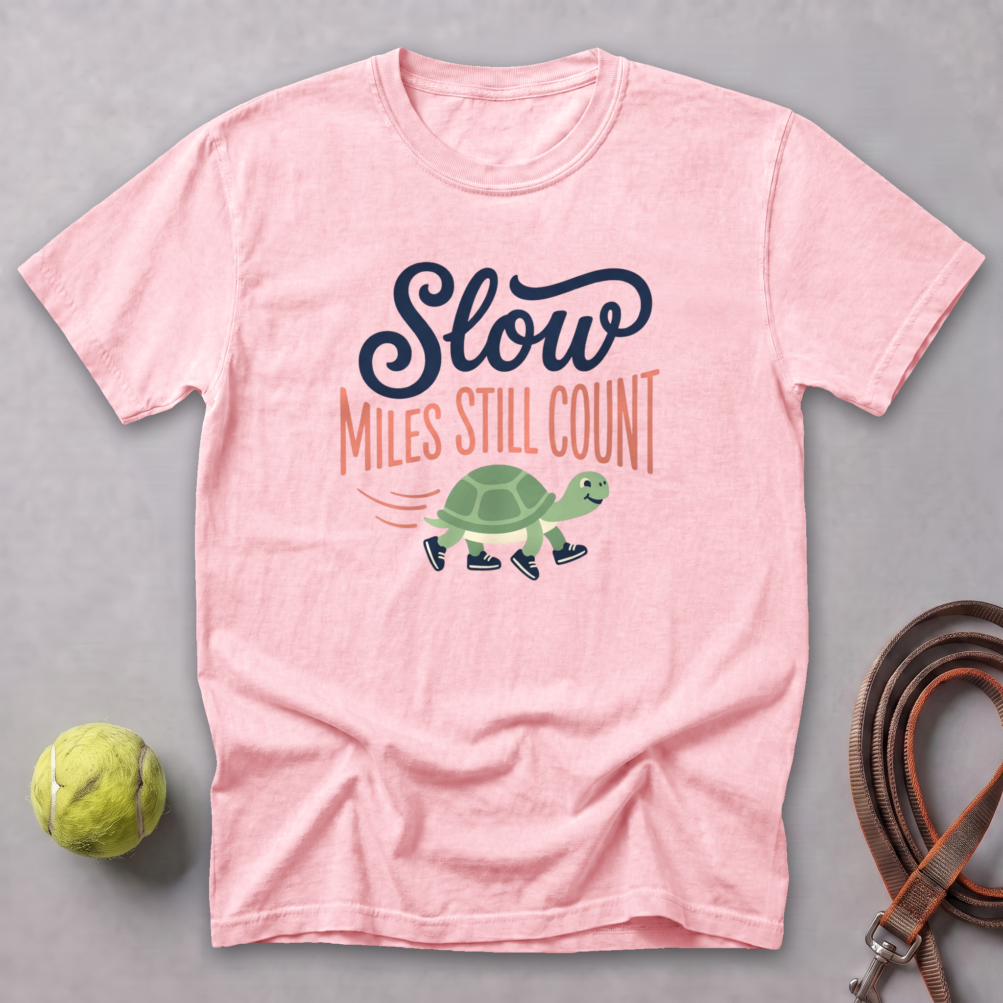 Slow Miles Count Turtle Tee — Blossom