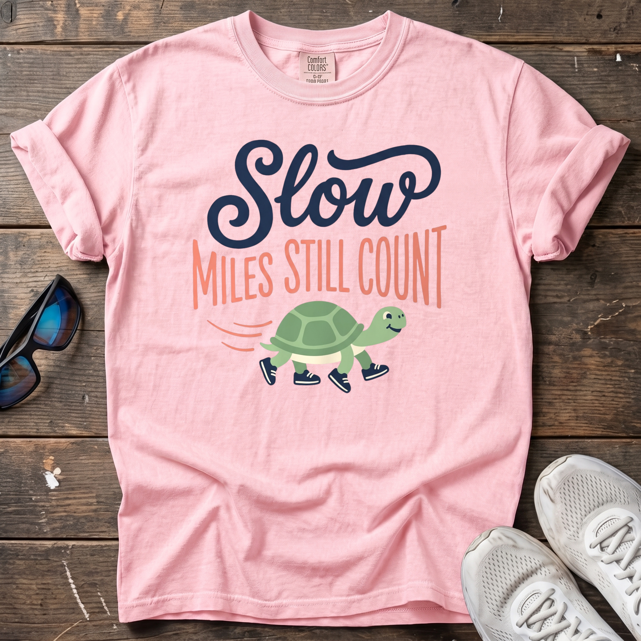 Slow Miles Count Turtle Tee — Blossom