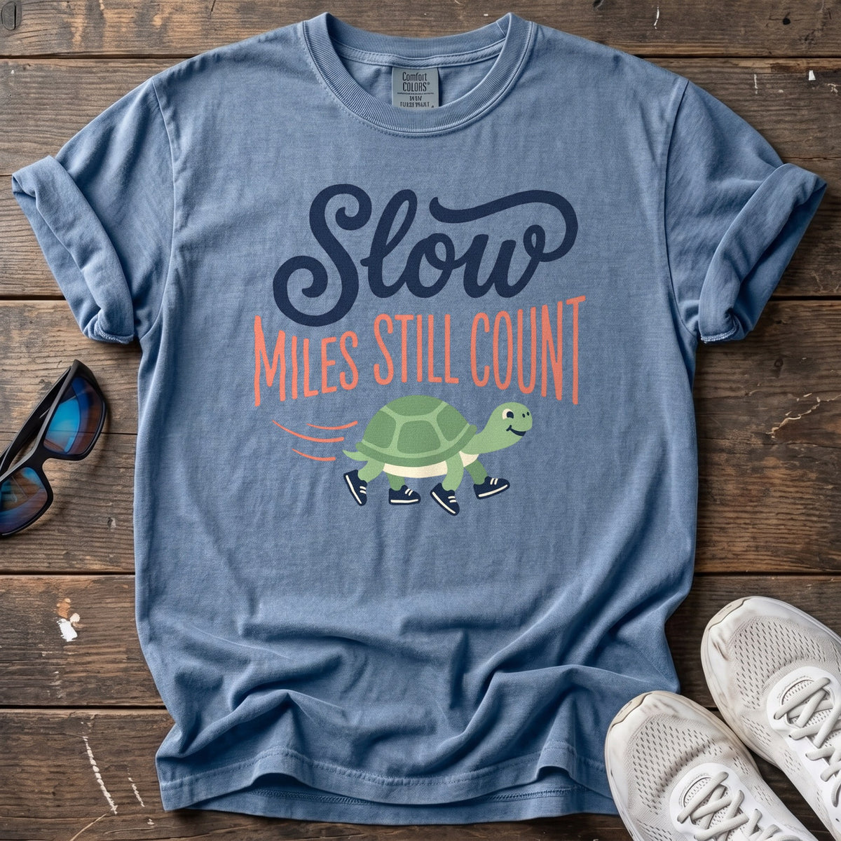 Slow Miles Count Turtle Tee — Blue Jean