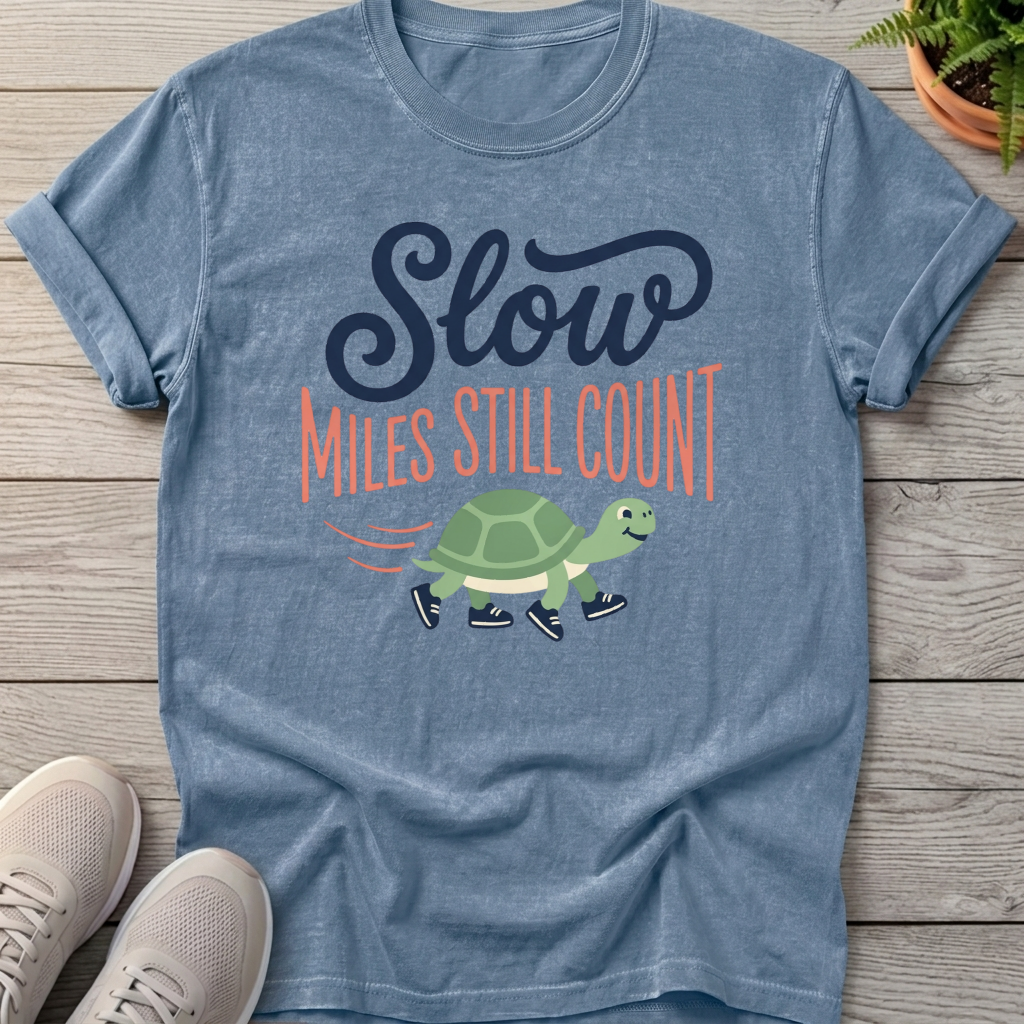Slow Miles Count Turtle Tee — Blue Jean