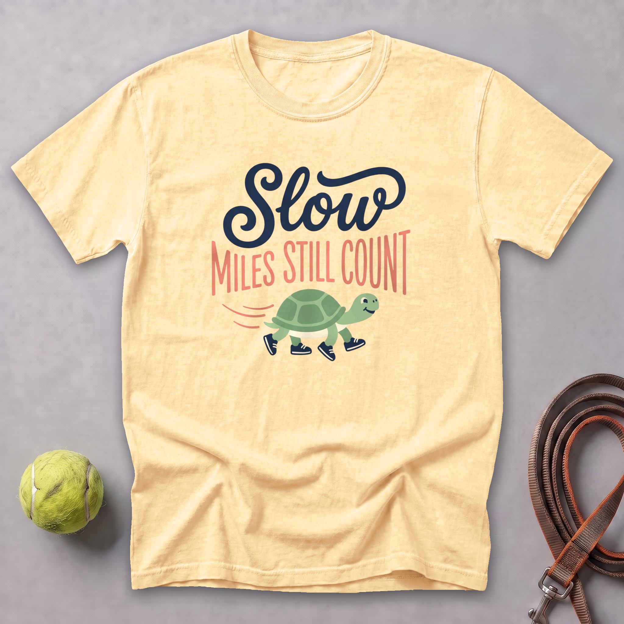 Slow Miles Count Turtle Tee — Butter