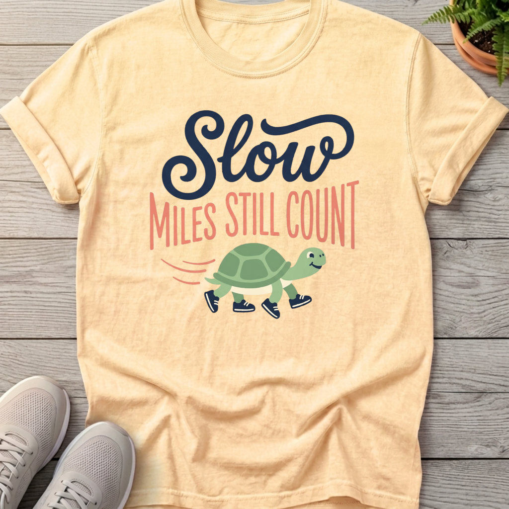 Slow Miles Count Turtle Tee — Butter