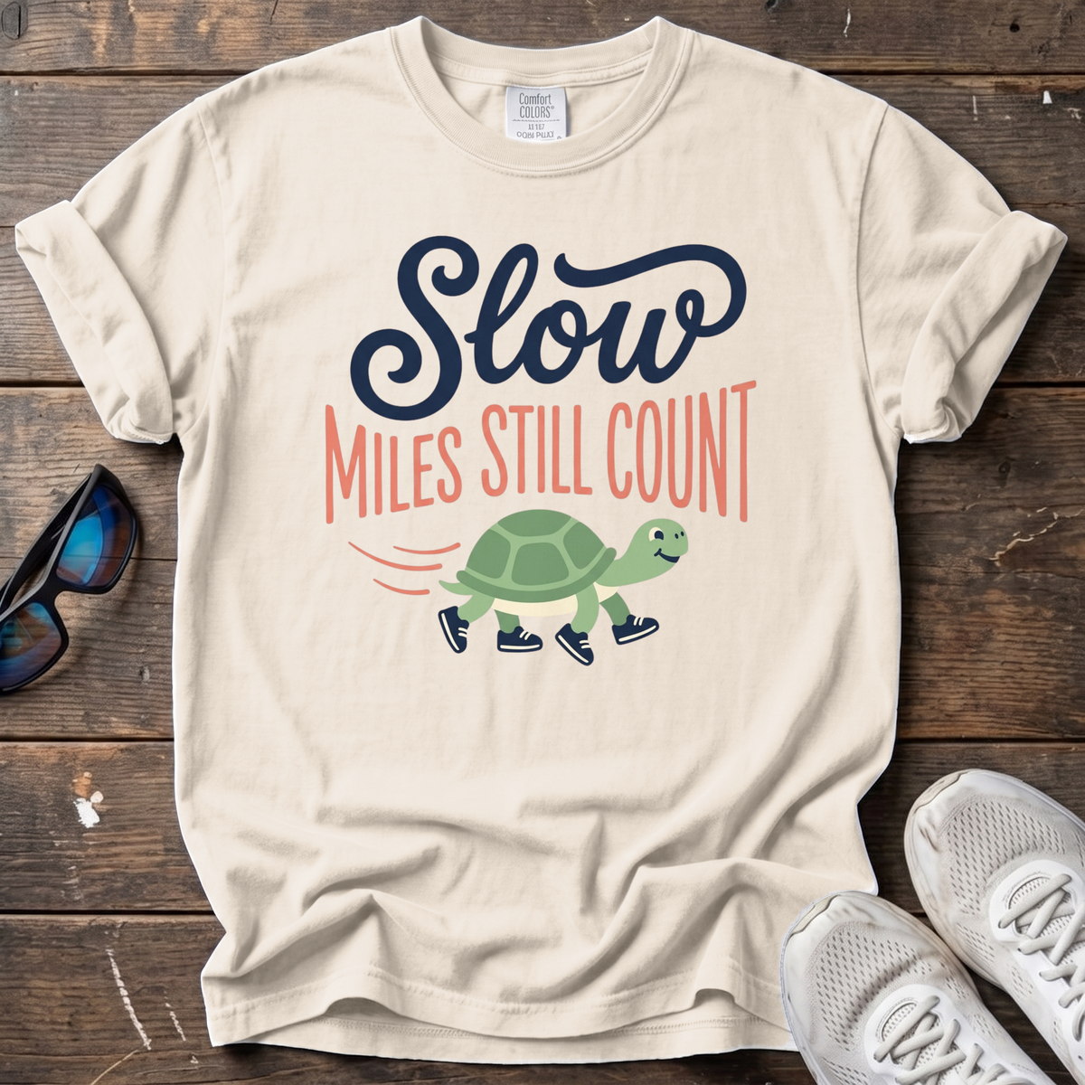 Slow Miles Count Turtle Tee — Ivory