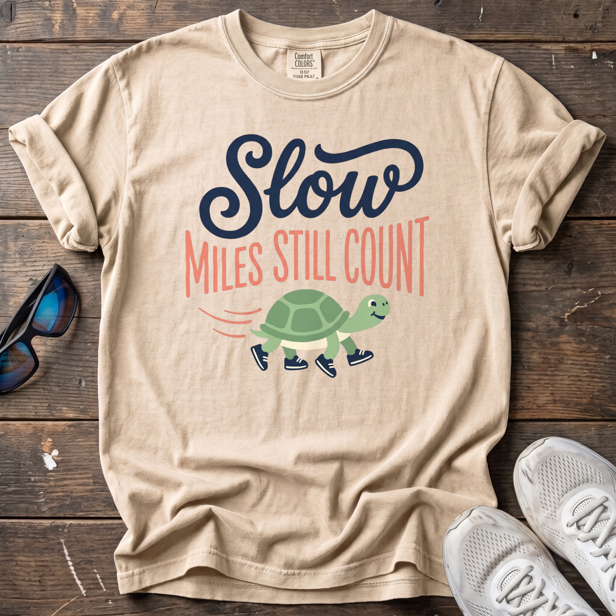 Slow Miles Count Turtle Tee — Ivory