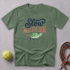 Slow Miles Count Turtle Tee — Moss