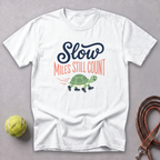 Slow Miles Count Turtle Tee — White