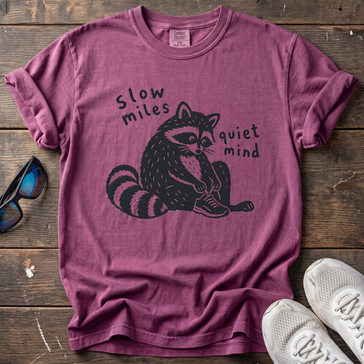 Slow Miles, Quiet Mind Tee — Berry