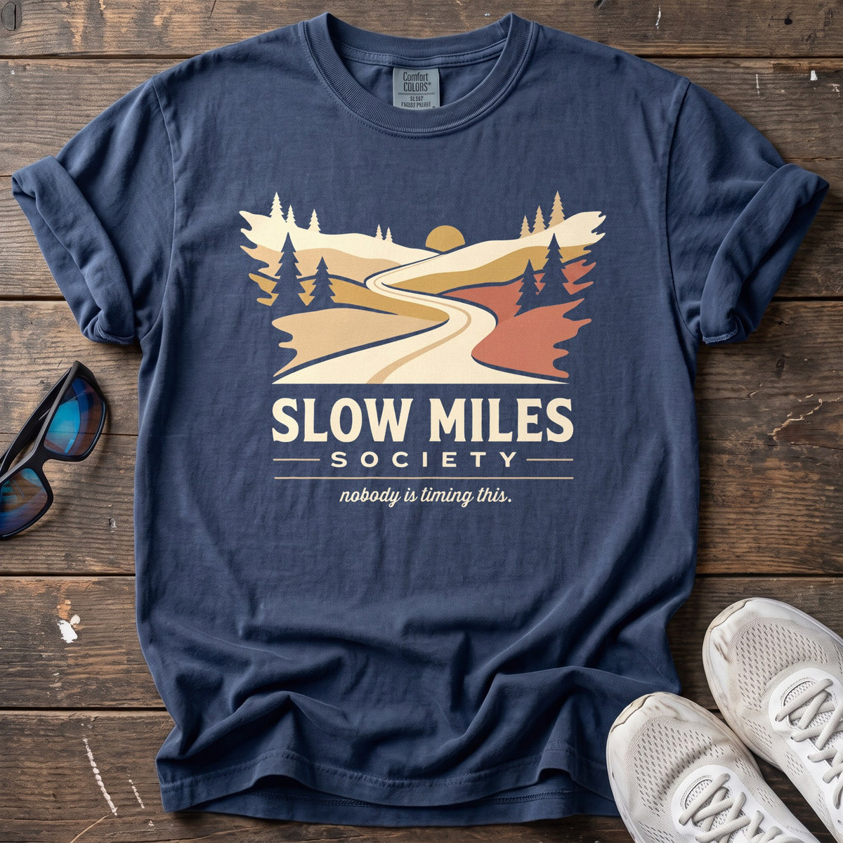Slow Miles Society Tee — True Navy