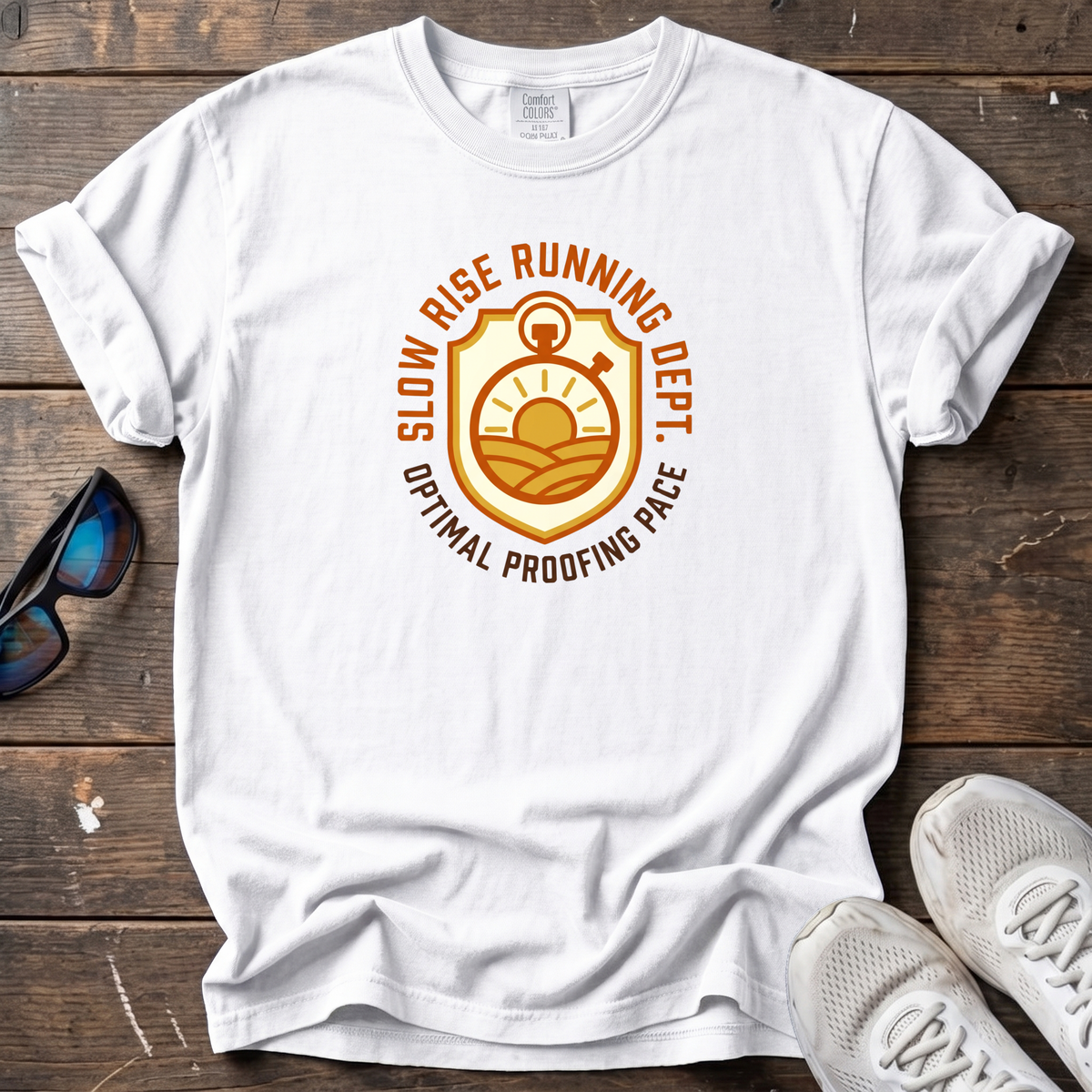 Slow Rise, Optimal Proof Running Tee — White