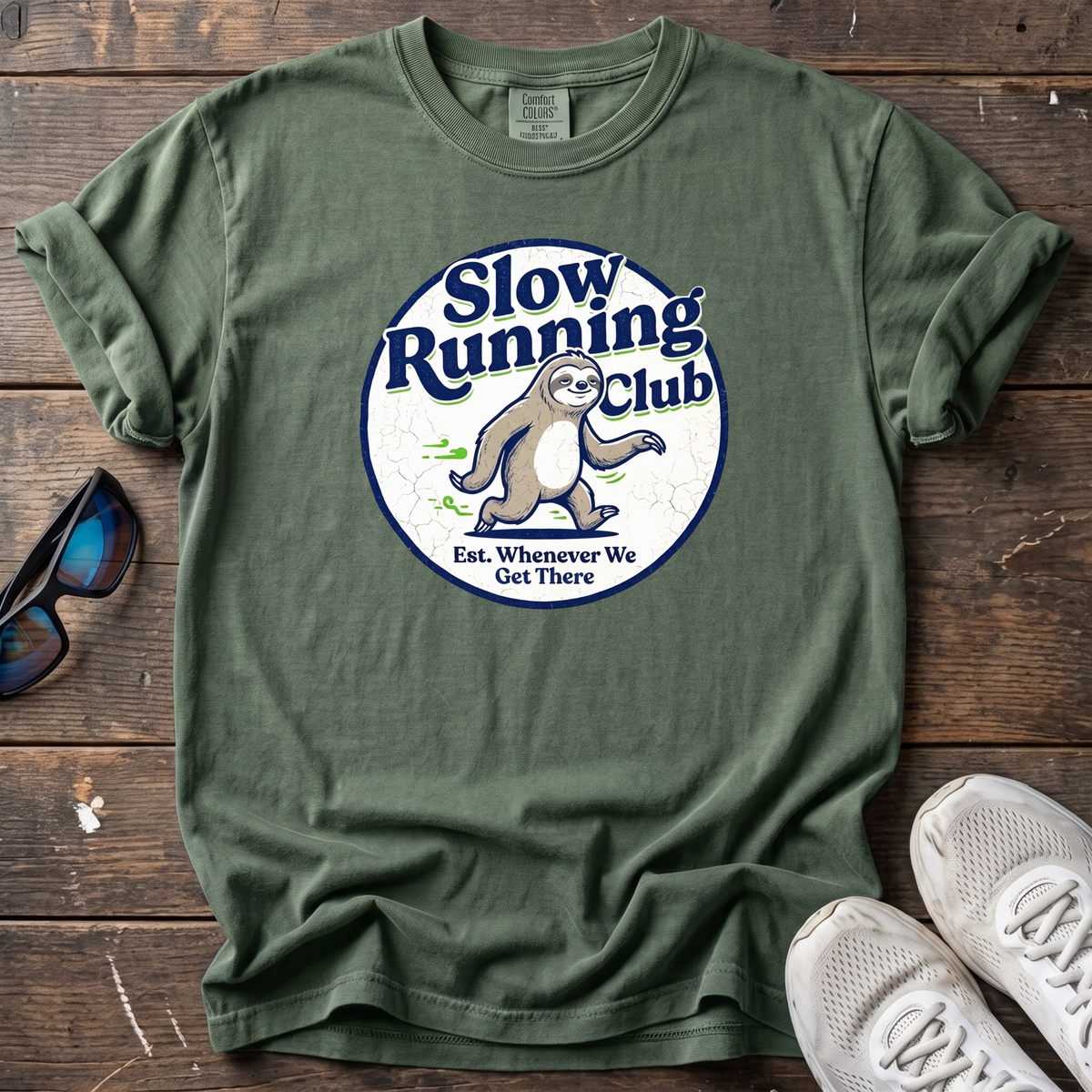 Slow Running Club Sloth Tee — Moss