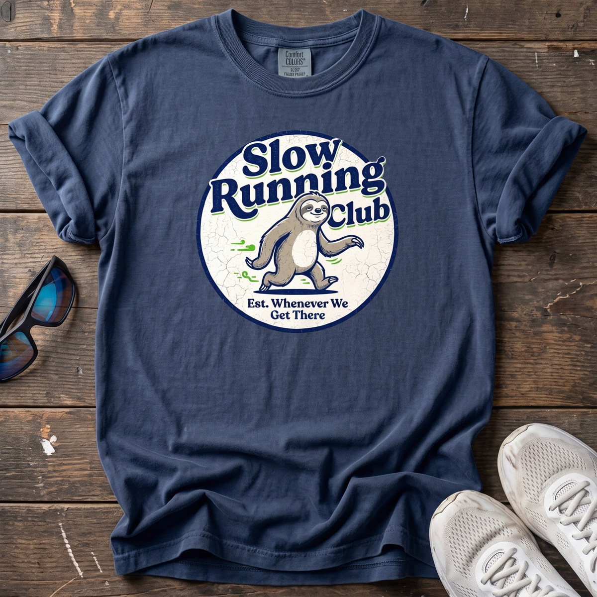 Slow Running Club Sloth Tee — True Navy
