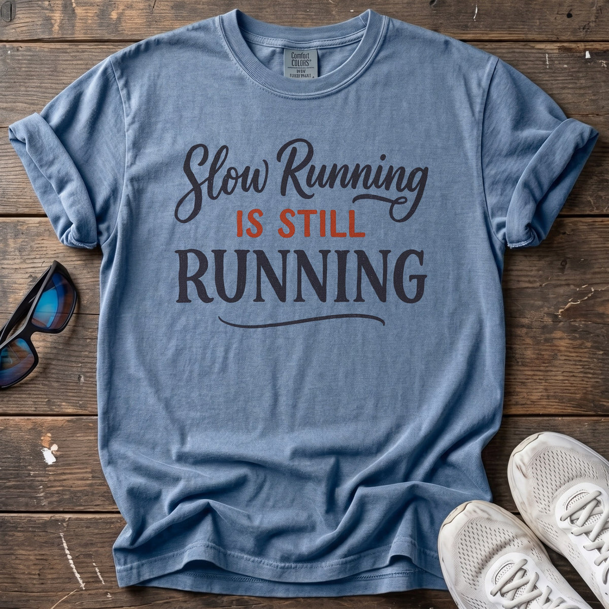 Slow Running is Running Tee — Blue Jean
