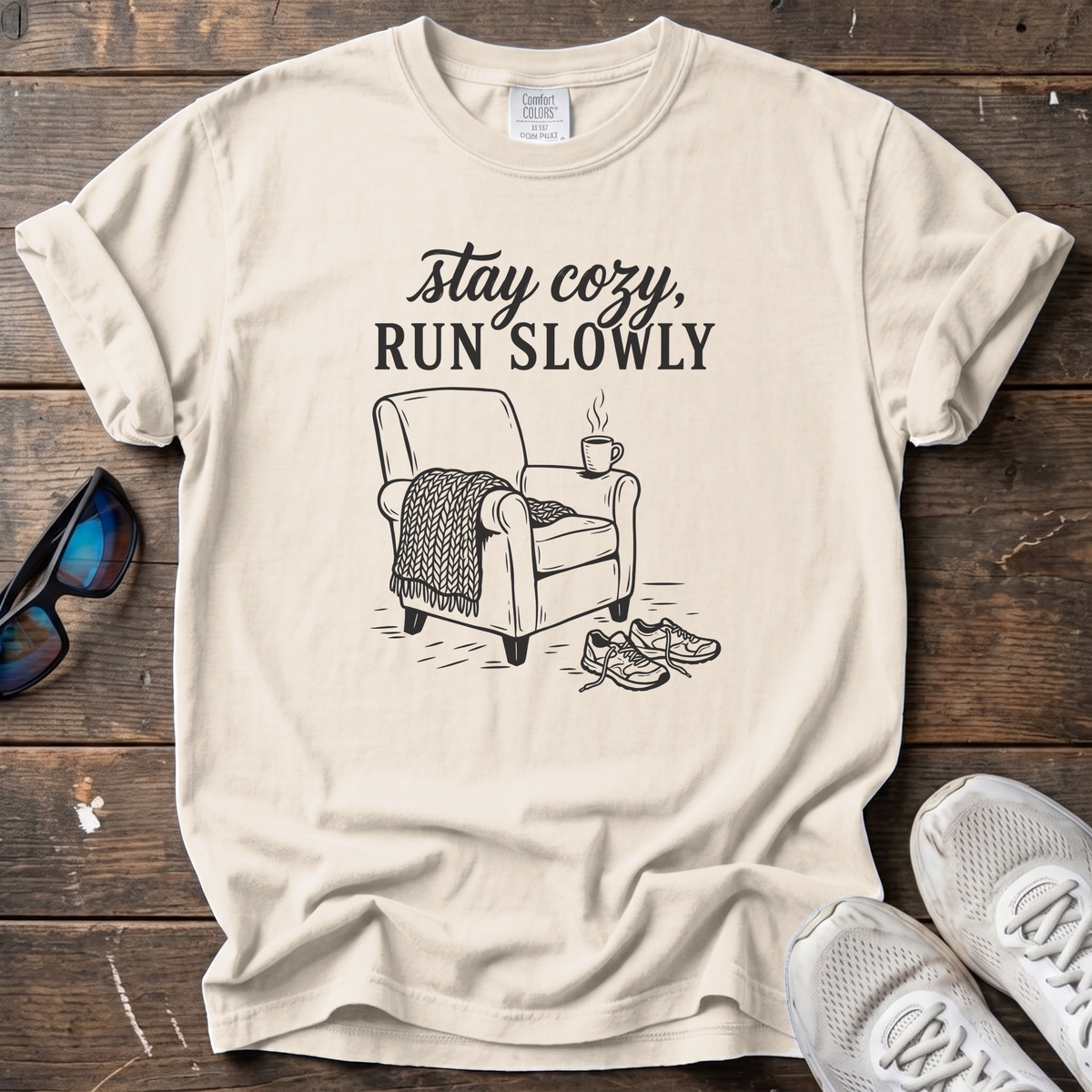 Stay Cozy, Run Slowly Tee — Ivory