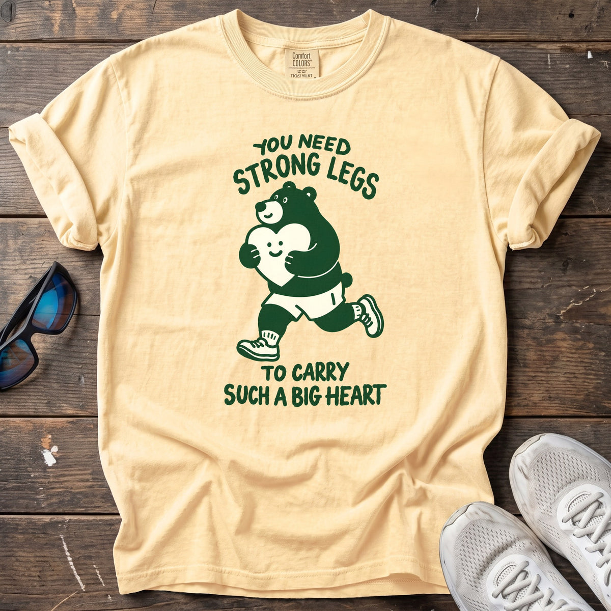 Strong Legs, Big Heart Tee — Butter