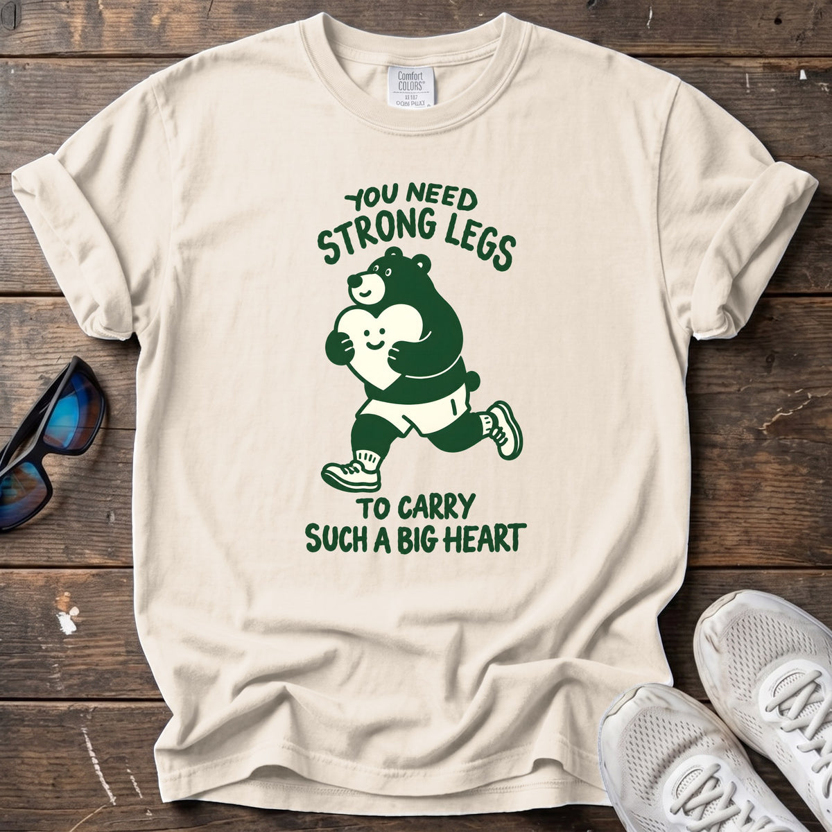 Strong Legs, Big Heart Tee — Ivory