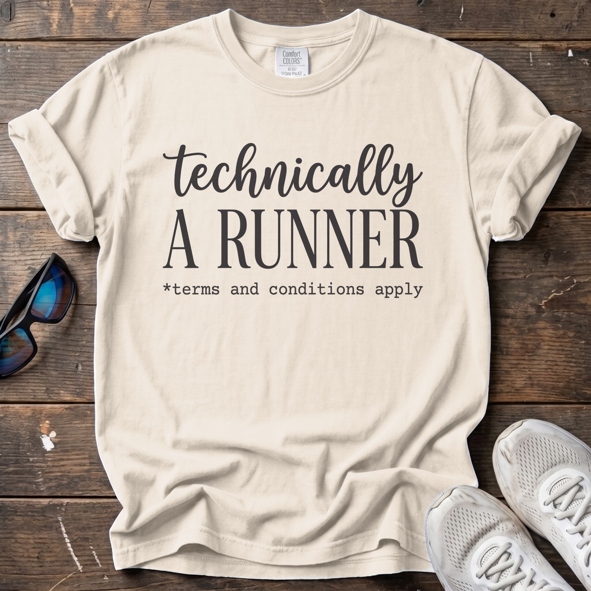 Runner: Conditions Apply Tee — Ivory