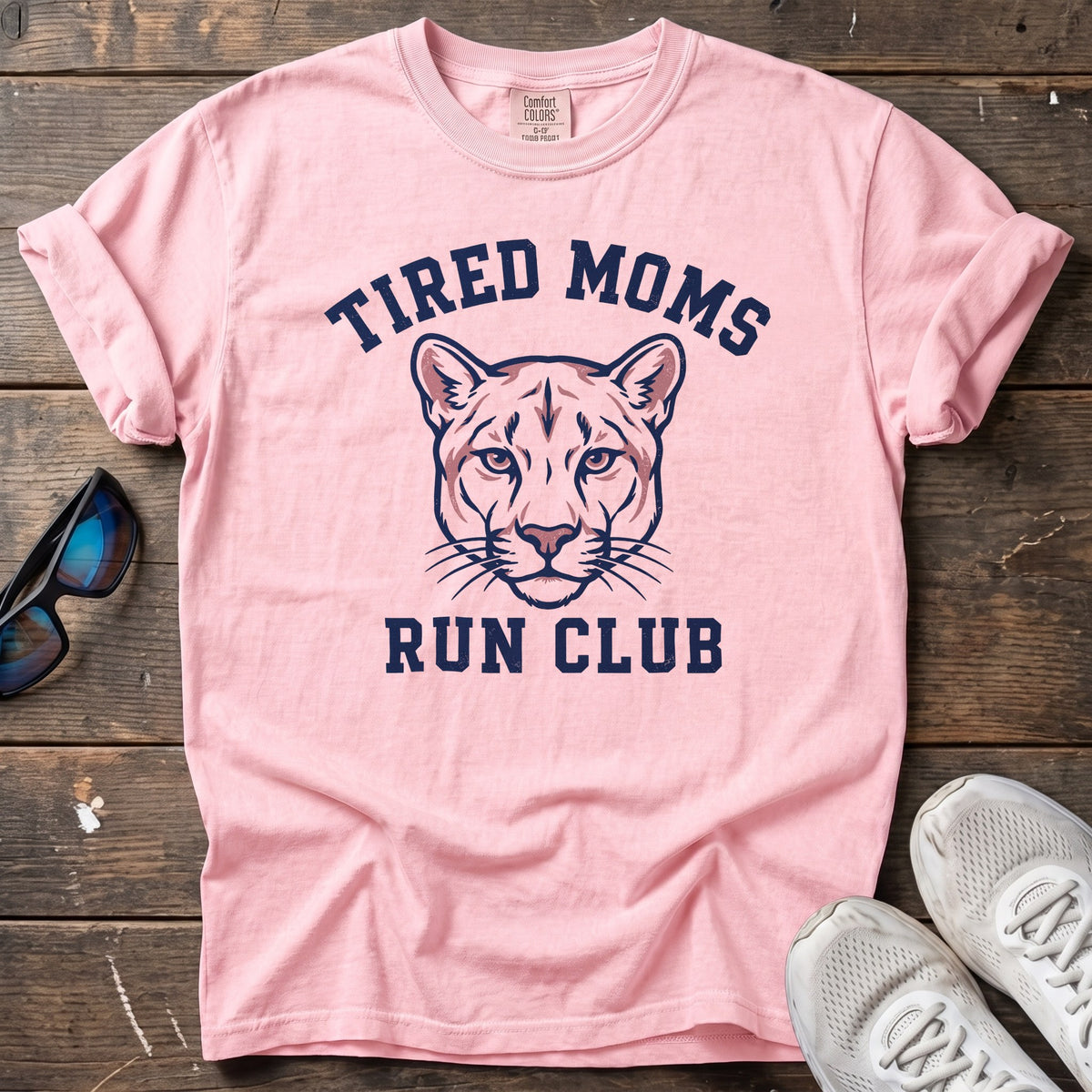 Tired Moms Run Club Tee — Blossom