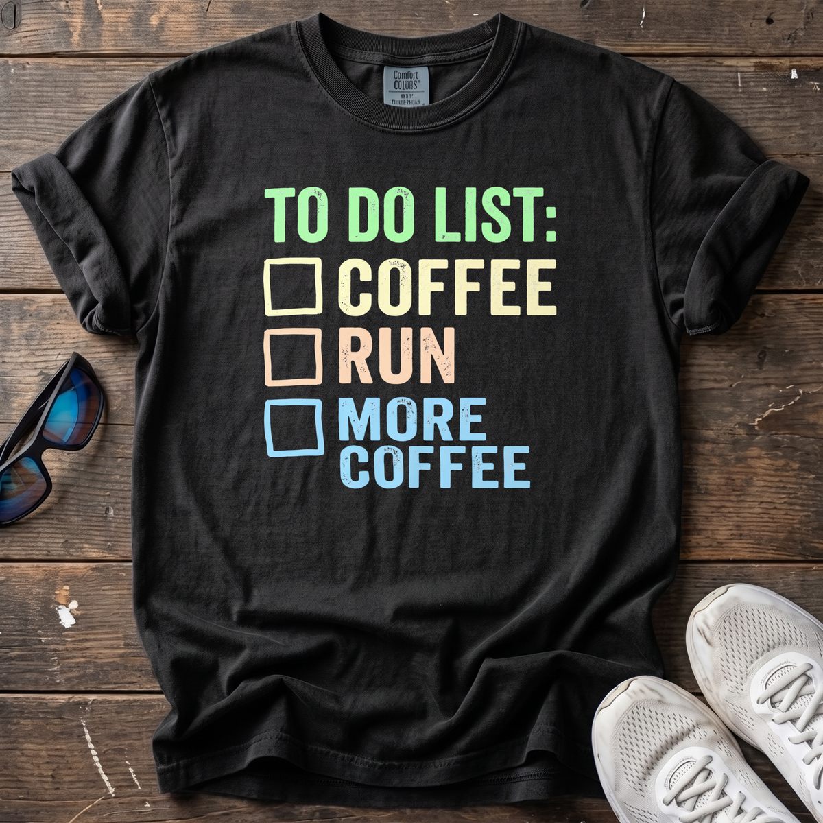 To Do List: Coffee, Run, More Coffee Tee — Black