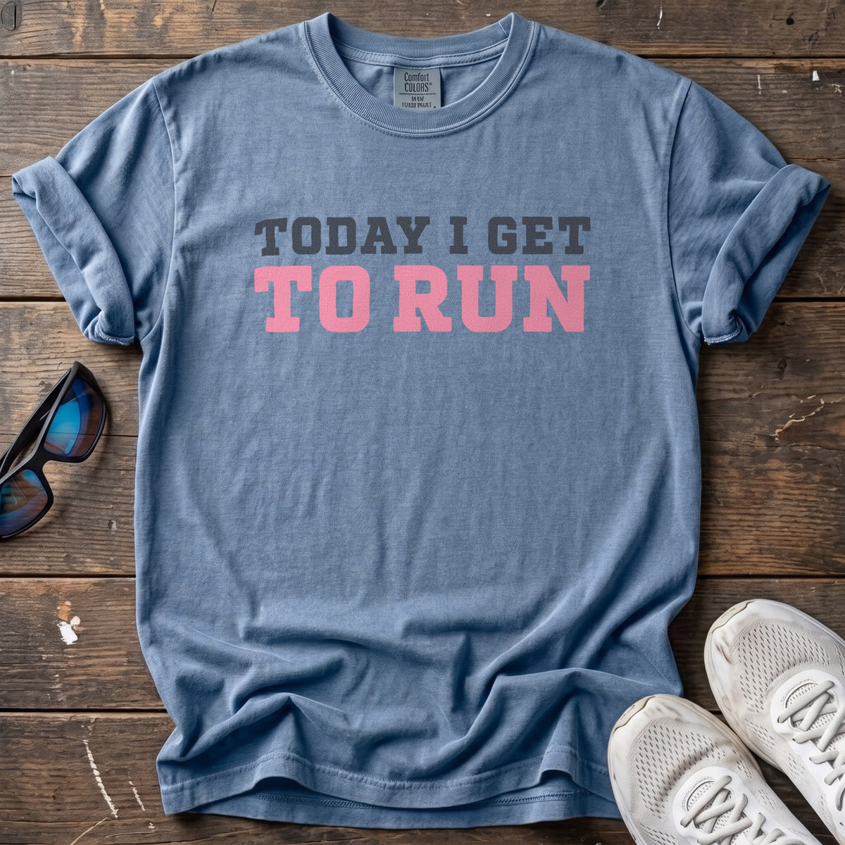 Today I Get to Run Tee — Blue Jean