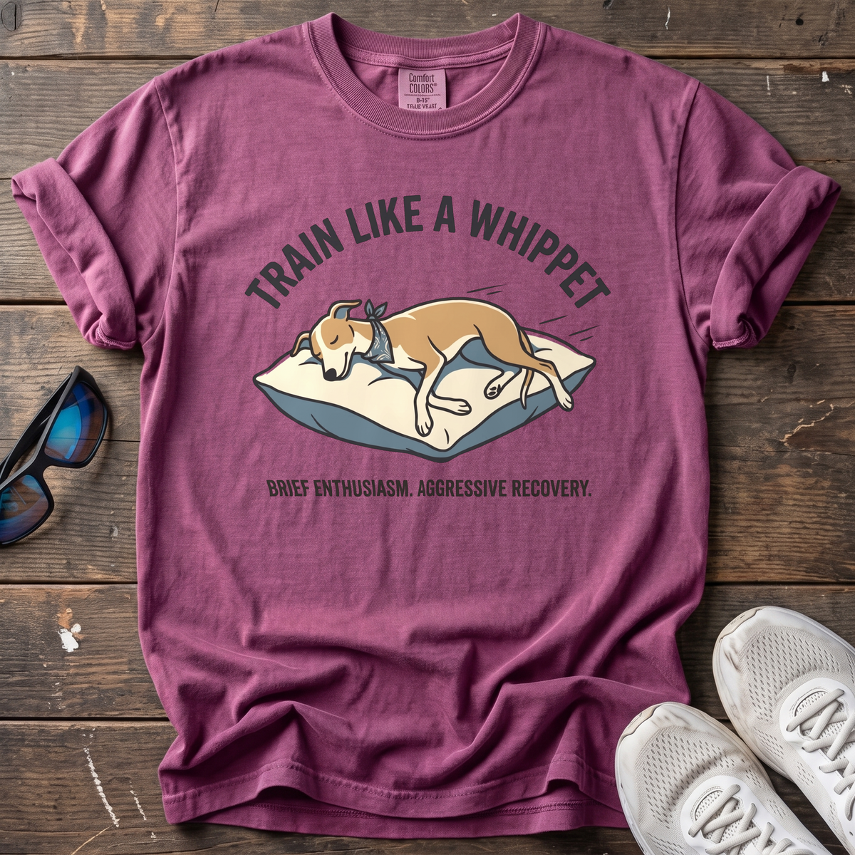 Train Like a Whippet Tee — Berry